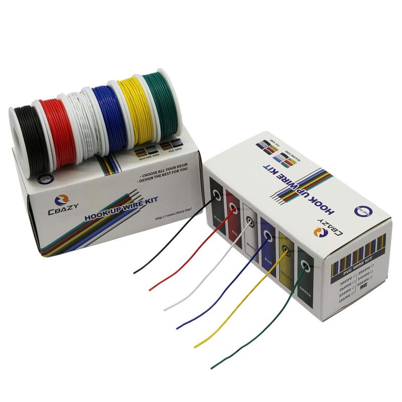 CBAZY Hook up Stranded Wire Kit 20 Gauge 6 Colors 19.6 feet Each Electrical Wire 20 AWG PVC Wire - Image 5